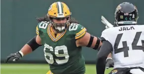  ?? MARK HOFFMAN / MILWAUKEE JOURNAL SENTINEL ?? Left tackle David Bakhtiari missed three games with a broken rib this season and now is out with a knee injury.