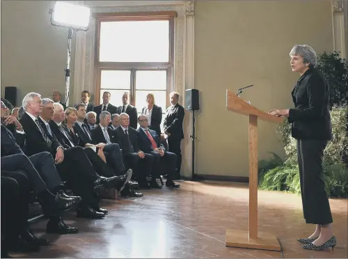  ?? PICTURE: PA. ?? AGREEMENT HOPES: Prime Minister Theresa May set out her plans for a transition­al period from the formal date of Brexit in a speech in Florence, Italy.