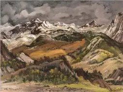  ??  ?? Adolf Dehn (1895-1968), Mountain Landscape, ca. 1950, casein on board, 36 x 48”
