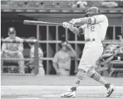  ?? JON DURR/GETTY IMAGES ?? Khris Davis’ home run in the first inning gave the A’s a 2-0 lead. It was Davis’ 19th homer of the season.