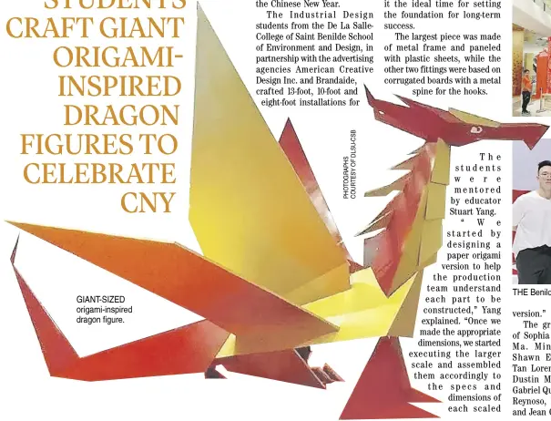  ?? ?? gIanT-sIzED origami-inspired dragon figure.