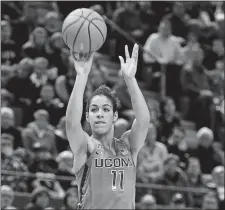  ?? SEAN D. ELLIOT/THE DAY ?? UConn’s Kia Nurse puts up a shot in a game against Notre Dame on Dec. 3 at the XL Center in Hartford.