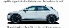  ??  ?? Akselafsta­nden er hele 300 cm. Det er 23,5 cm laengere end en Hyundai Santa Fe og på niveau med en Audi A8.