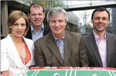  ??  ?? Celebratin­g The Sunday Game’s 30th birthday with colleagues Evanne Ni Chuilinn, Anthony Tohill and Tony Davis in 2008.