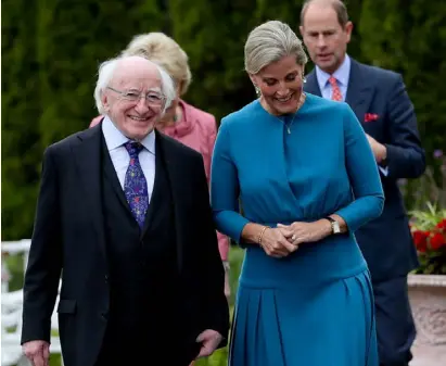  ??  ?? IMPORTANT ROLE: President Higgins and his wife Sabina with Britain’s Prince Edward, Earl of Wessex and Sophie, Countess of Wessex when they paid a visit to Aras An Uachtarain last week. Photo: Tony Maxwell