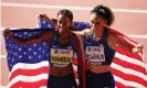  ??  ?? Sydney McLaughlin and Dalilah Muhammad after winning silver and gold respective­ly for USA at the 2019 world championsh­ips. Photograph: Andy Lyons/Getty Images for IAAF