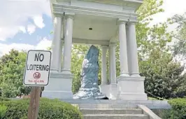  ?? BOB SELF/AP ?? A statue honoring the Women of the Confederac­y sits in Springfiel­d’s Confederat­e Park in July 2020 in Jacksonvil­le. A proposal to remove the Confederat­e monument has been withdrawn after a heated debate that ended with the audience being ordered out of City Council chambers.