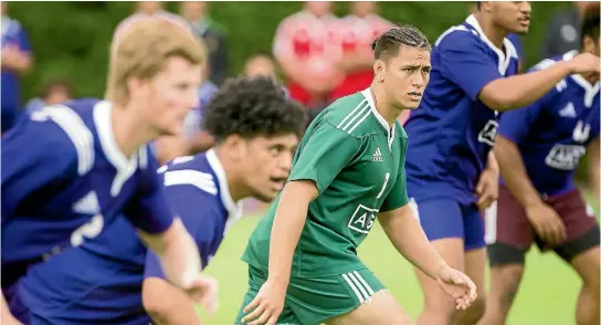  ?? PHOTO: DAVID UNWIN/STUFF ?? Matene Ruawai, in green, was part of the New Zealand under-20 trial in Palmerston North last week.