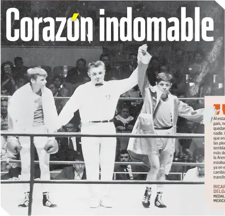  ??  ?? El mexicano, con la mano en alto, tras ganar el combate que le dio la presea dorada en los JO celebrados en nuestro país.