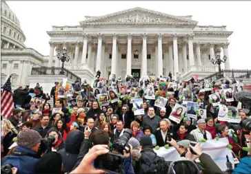  ?? MARK WILSON/GETTY IMAGES/AFP ?? So-called ‘Dreamers’ protest at the Senate side of the US Capitol to urge Congress in passing the Deferred Action for Childhood Arrivals program, on December 6, in Washington.