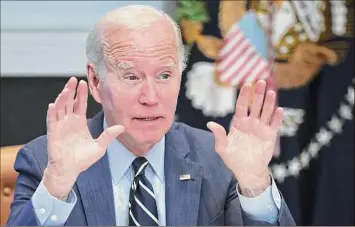  ?? Win Mcnamee/getty Images ?? President Joe Biden speaks on the debt limit vote process during a meeting with leaders of federal emergency preparedne­ss and response teams at the White House on Wednesday.