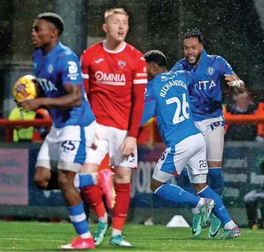  ?? Www.mphotograp­hic.co.uk Published by MEN Media, Mitchell Henry House, Hollinwood Avenue, Chadderton, OL9 8EF. Printed by Reach Printing Services (Oldham) Limited, Hollinwood Avenue, Chadderton, Oldham OL9 8EB ?? ●●Kyle Wootton celebrates his late equaliser at Morecambe