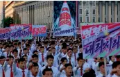  ?? AP ?? Thousands of North Koreans gathered at Kim Il-sung Square to attend a mass rally against America on Saturday, a day after the country’s leader issued a statement attacking US President Donald Trump. —