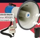  ??  ?? LASS ES RAUS! Megafon Vonyx MEG065 (65 W), Fr. 89.–, bei microspot.ch.