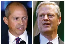  ?? AP FILE PHOTOS ?? TOSS UP: Jay Gonzalez, left, and Gov. Charlie Baker, right, both profess hatred of President Trump.