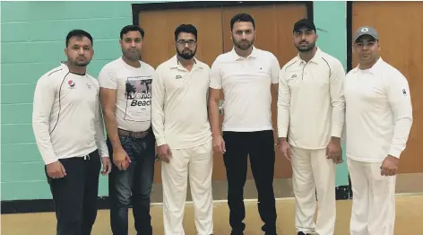  ??  ?? Werrington are pictured before a recent Hunts Indoor League game. They are from the left Junaid Hussain, Haq Nawaz, Toseeq, Ansir Ali, Mudassar and Muhammad Bilal.