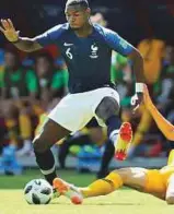  ?? AP ?? France’s match-winner Paul Pogba in action during their group C match against Australia in the Kazan Arena, yesterday.