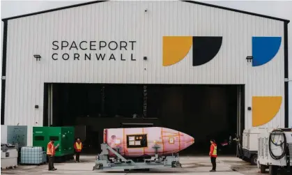  ?? ?? The nose cone of the Launcher One rocket at Spaceport, Cornwall. Photograph: Cornick Production­s/Virgin Orbit