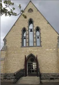  ??  ?? The finishing touches are taking place to the porch area as the superb refurbishm­ent of the front of Laytown church comes to a conclusion.