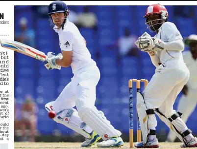  ?? GETTY IMAGES ?? Back in the groove: Cook steers a shot behind square on his return as England captain