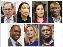  ?? AP PHOTO/FILE ?? This combo of file photos show New York’s U.S. Representa­tives, top row from left, Jerrold Nadler, D-N.Y. Alexandria Ocasio-Cortez, D-NY; U.S. Rep. Elise Stefanik, R-NY; and U.S. Rep. Jamaal Bowman, D-NY. Bottom row, from left, U.S. Rep. Antonio Delgado, D-NY; U.S. Rep. Carolyn Maloney, D-NY; and U.S. Rep. Mondaire Jones, D-NY. Multiple members of New York’s congressio­nal delegation on Friday, March 12, 2021, called on Gov. Andrew Cuomo to resign in the wake of mounting allegation­s of sexual harassment and an allegation of groping, as well as scrutiny over his administra­tion’s reporting of COVID-19deaths among nursing home residents.