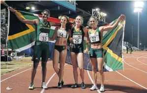  ?? / ROGER SEDRES / GALLO IMAGES ?? Caster Semenya, Justine Palframan (26) and Wenda Nel (22) have been named in Team SA’s 4x400m relay squadfor the IAAF World Champs that start in London next week .