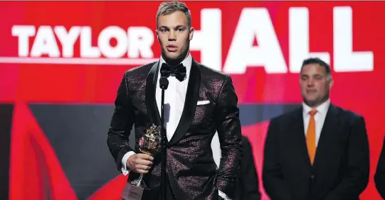  ?? ETHAN MILLER/GETTY IMAGES ?? New Jersey Devils star Taylor Hall is determined to show the level of play he displayed in his Hart Trophy-winning season won’t be a one-time thing.