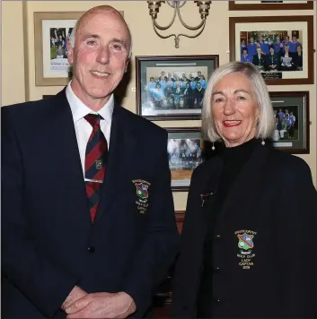  ??  ?? Tim Morrissey and Mary O’Shea, the Captains in Enniscorth­y Golf Club for 2018.