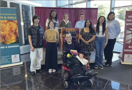  ?? Courtesy of Zonta ?? Front row from left: Golden Z Club members James Lee, Danielle Sanchez, Jericho Perez, Aliyah Beyah, Karen Flores and Lauryn Kanagi. Back row from left: Zontian Cherise Moore; COC Golden Z Advisor Patricia Robinson; and Nicole Miller, president of Zonta Club of SCV.