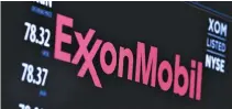  ?? REUTERS ?? THE LOGO of ExxonMobil Corp. is shown on a monitor above the floor of the New York Stock Exchange in New York, December 30, 2015.