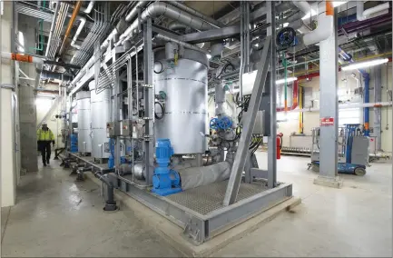  ?? PHOTOS COURTESY OF OAKLAND COUNTY ?? Interior view of Oakland County’s Clinton River Water Resource Recovery Facility, which uses a more-environmen­tally friendly thermalhyd­rolysis process.
