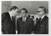  ??  ?? Tulsidas Vasu Attending a Banquet with ■ Abu Alwan, Partner of Sayed Rajab Al Rifai, Murijmal (centre), Founder and Chairman of ITL/Cosmos in Deira in 1968.