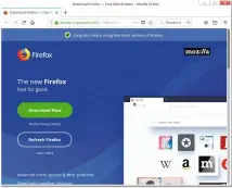  ??  ?? Firefox 57 delivers great speed with a new design and outlook, but without legacy browser extensions.