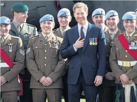  ??  ?? Prince Harry at Middle Wallop yesterday for the ceremony to present wings to newly qualified Army helicopter crews