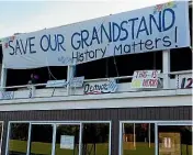  ?? NINA HINDMARSH/STUFF ?? Protesters occupied the historic Golden Bay grandstand after the Tasman District Council voted to remove it.