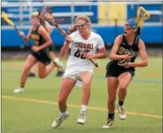  ?? DIGITAL FIRST MEDIA STAFF ?? Archbishop Carroll’s Rachel Matey (23), here in action against Archbishop Wood, helped the Patriots to an 18th straight Catholic League championsh­ip this season.