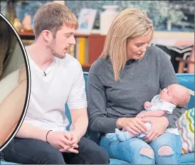  ?? Pictures: KEN MCKAY/ITV ?? Tom and Kate with baby Thomas on ITV’s This Morning yesterday as they remember Alfie, inset