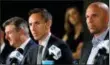  ?? AP PHOTO/CHARLIE NEIBERGALL ?? Former NBA player Steve Nash, center, speaks as former NBA player Jason Kidd, right, looks on during a news conference for the Naismith Memorial Basketball Hall of Fame class of 2018 announceme­nt Saturday in San Antonio.