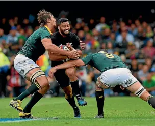  ?? PHOTO: GETTY IMAGES ?? Lima Sopoaga made a fine contributi­on when he replaced Beauden Barrett late in the first half of the test against the Springboks in Cape Town on October 8. The All Blacks won 25-24.