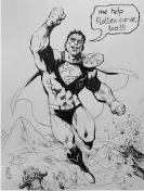  ?? Photograph: Jim Lee ?? Jim Lee’s original pen-and-ink illustrati­on of Bizarro Superman, one of 60 artworks he is auctioning off to help comic book shops stay in business during the Covid-19 outbreak. This illustrati­on sold for $4,769.