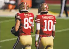  ?? Tony Avelar / Associated Press ?? Even with the potential return of George Kittle and Jimmy Garoppolo, the 49ers are limited by their injured defense.