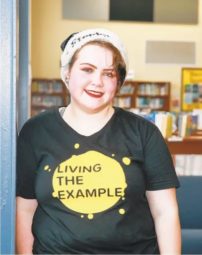  ?? ATALIE PAYNE/CORRESPOND­ENT ?? Northeast High School senior Savannah Quick recently helped organize a family-friendly event through a program called Living the Example, which encourages teens to educate peers about choosing a healthy lifestyle over drugs and alcohol.