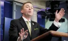  ?? ANDREW HARNIK — THE ASSOCIATED PRESS ?? Budget Director Mick Mulvaney speaks about the Trump Administra­tion’s budget proposal during daily press briefing at the White House in Washington, Thursday.