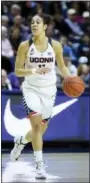  ?? FRED BECKHAM - THE ASSOCIATED PRESS ?? UConn’s Kia Nurse (11) dribbles during the second half in a game played last season against East Carolina. Nurse played for Canada in the Summr Olympics.