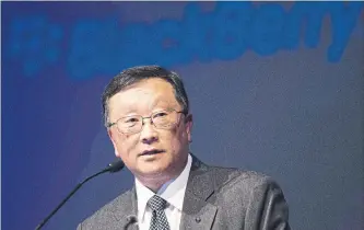  ?? FRANK GUNN THE CANADIAN PRESS FILE PHOTO ?? John Chen, BlackBerry’s CEO, said the company’s transporta­tion unit has “done the best in the last quarter.”