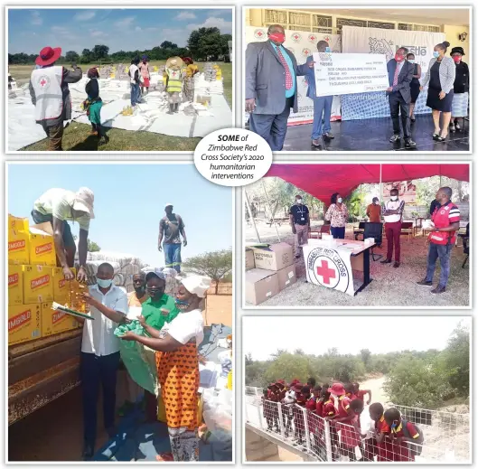  ??  ?? SOME of Zimbabwe Red Cross Society’s 2020 humanitari­an interventi­ons