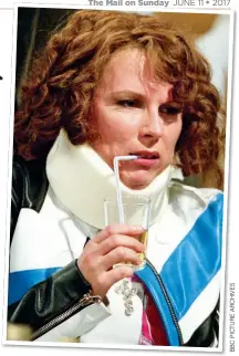  ??  ?? NO HELP: Edina from Absolutely Fabulous sports a neck brace – but experts say that this won’t cure whiplash