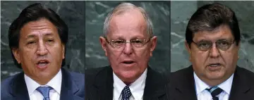  ??  ?? File combo photo show (from left) Alejandro Toledo, Pedro Pablo Kuczynski and Alan Garcia delivering their speech at the United Nations General Assembly on Sept 22, 2003, Sept 20, 2016 and Sept 23, 2010 respective­ly. — AFP photo