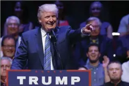  ?? EVAN VUCCI, THE ASSOCIATED PRESS ?? Donald Trump speaks at a campaign rally at Merrill Auditorium, Thursday, in Portland, Maine.