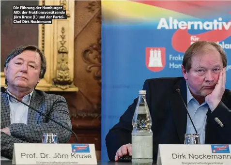  ??  ?? Die Führung der Hamburger AfD: der Fraktionsv­orsitzende Jörn Kruse (l.) und der ParteiChef Dirk Nockemann